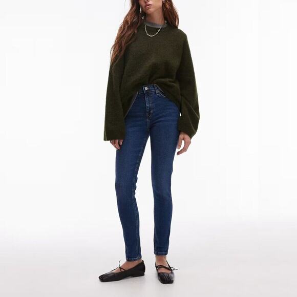 2/$30 Topshop Moto Jamie Jeans High Rise Skinny Rich Blue W25 #9271 - Picture 1 of 11